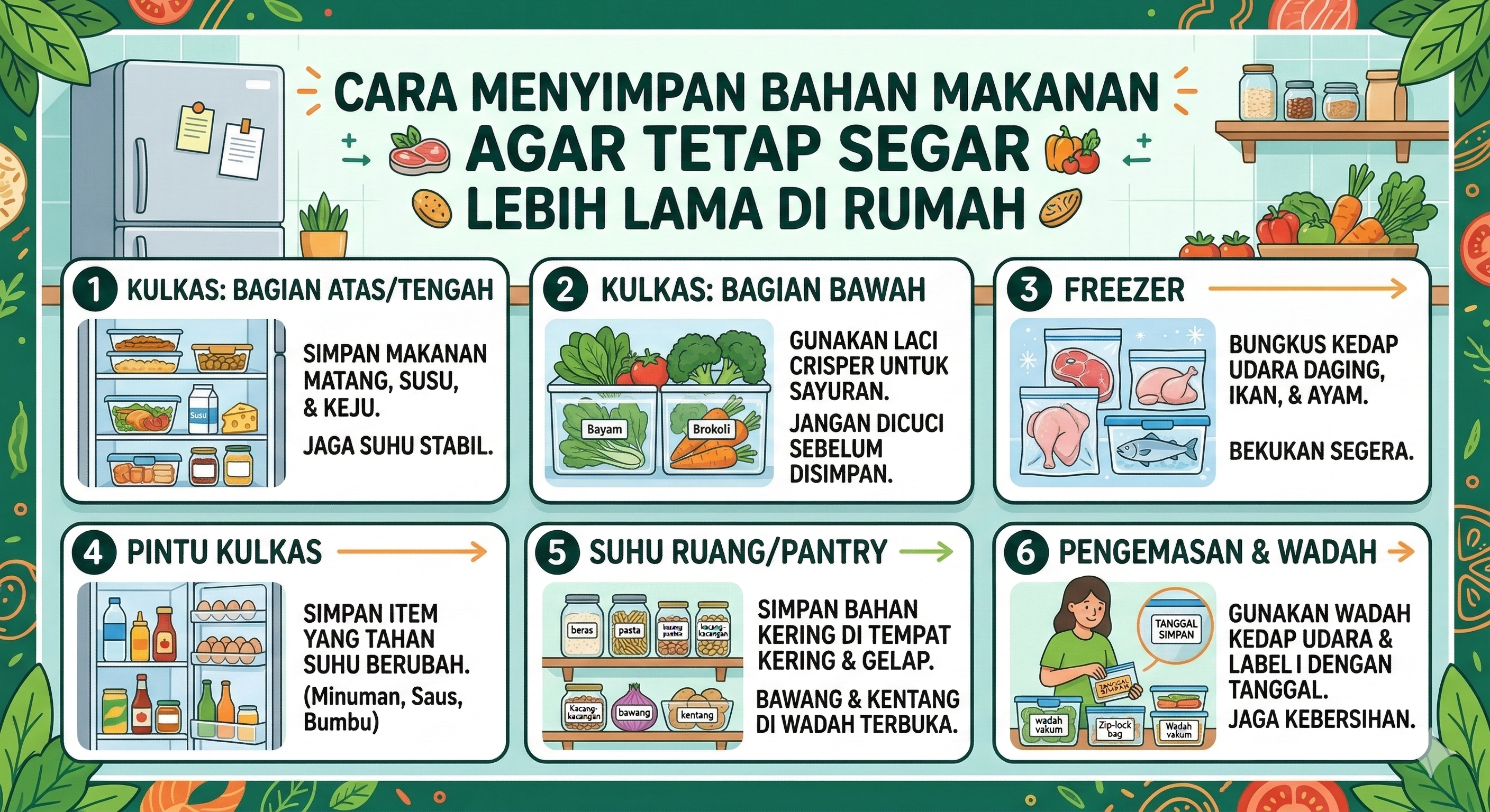 tips menyimpan bahan makanan di dapur
