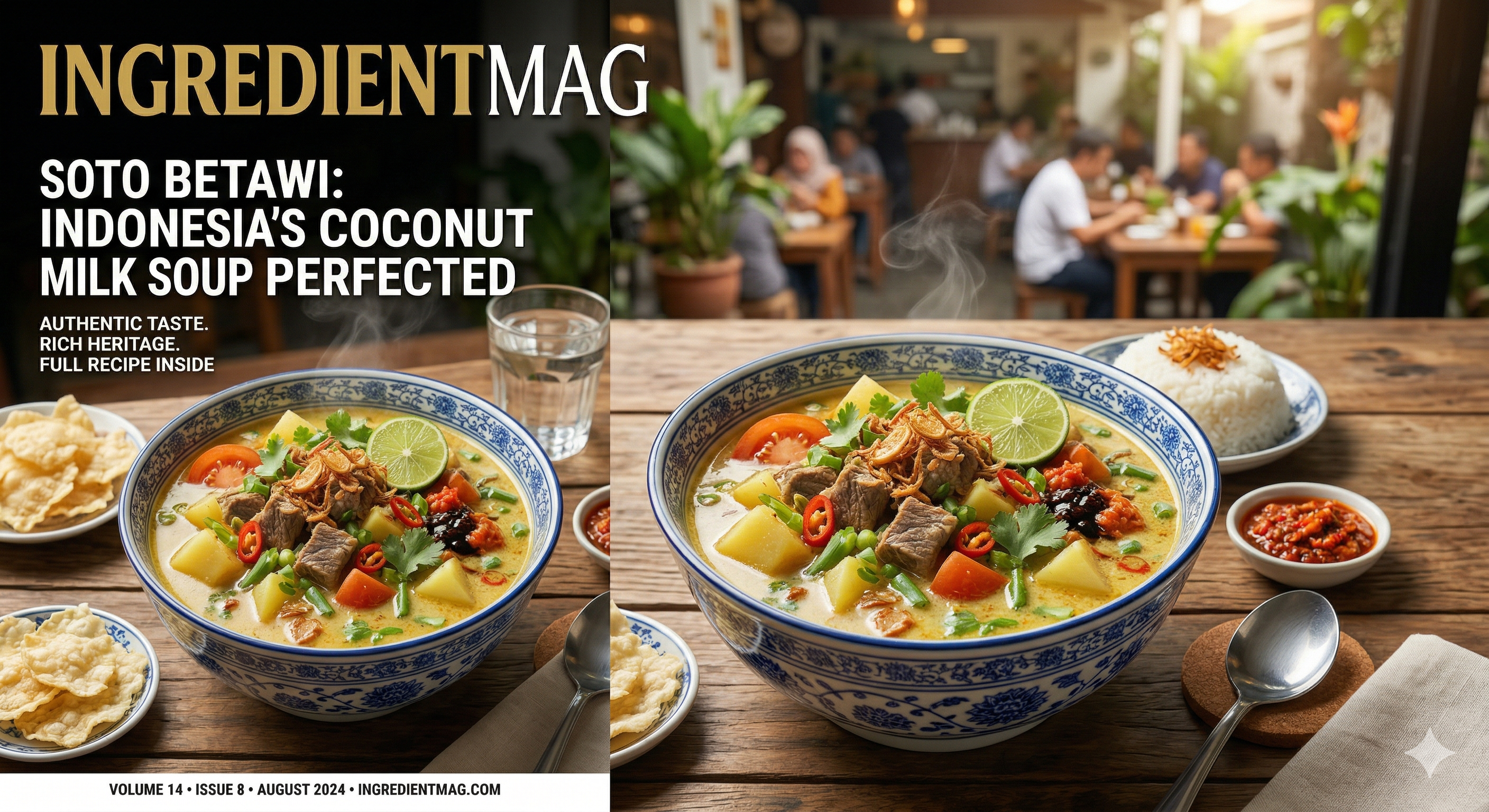 soto betawi kuah santan gurih dengan daging sapi dan kentang